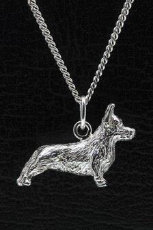 Zilveren Welsh corgi cardigan ketting hanger - groot