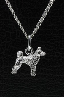 Zilveren Shika inu ketting hanger - klein