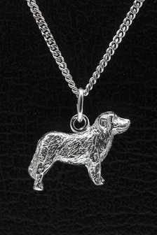 Zilveren Landseer ketting hanger - groot