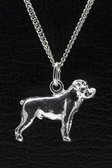 Zilveren Rottweiler ketting hanger - groot