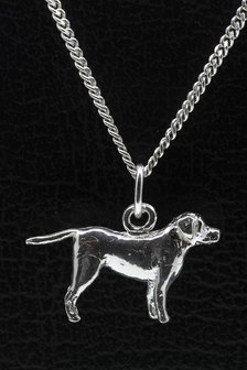 Zilveren Entlebucher sennenhond met staart ketting hanger - groot