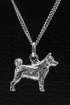 Zilveren Shiba Inu ketting hanger - groot