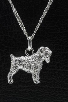 Zilveren Russian terrier zwart ketting hanger - groot