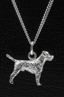 Zilveren Border terrier ketting hanger - groot