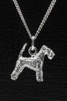 Zilveren Lakeland terrier met staart ketting hanger - groot