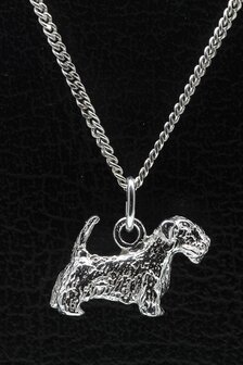 Zilveren Saelyham terrier met staart ketting hanger - groot