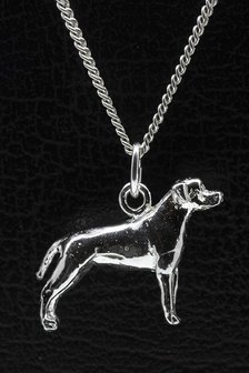 Zilveren Amerikaanse pitt bull terrier oren ongecoupeerd ketting hanger - groot