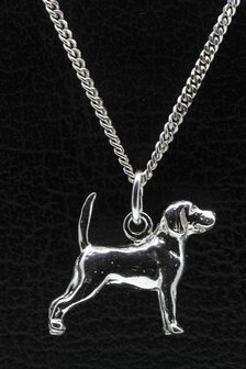 Zilveren Beagle ketting hanger - groot