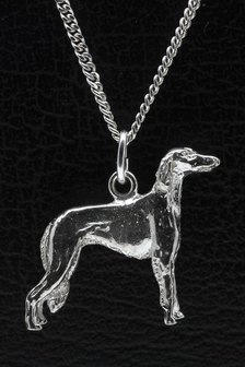 Zilveren Saluki ketting hanger - groot