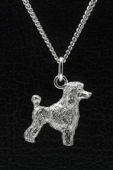 Zilveren Dwergpoedel caniche nain ketting hanger - groot