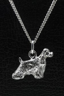 Zilveren Amerikaanse cocker spaniel ketting hanger - groot