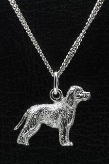 Zilveren Irish water spaniel ketting hanger - groot