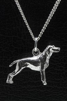 Zilveren Vizsla staande hond korthaar ketting hanger - groot