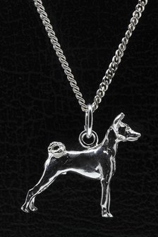 Zilveren Basenji ketting hanger - groot