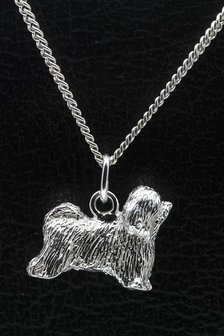 Zilveren Tibetaanse terrier ketting hanger - groot