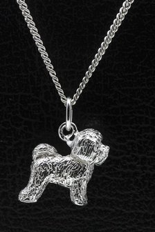 Zilveren Bichon frise ketting hanger - groot