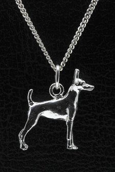 Zilveren Amerikaanse toy terrier ketting hanger - groot