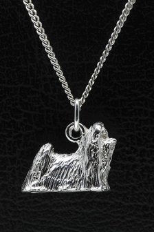 Zilveren Shih tzu ketting hanger - groot