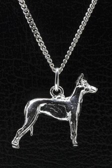 Zilveren Moonflower dog ketting hanger - groot