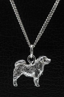 Zilveren Tibetaanse mastiff ketting hanger - groot