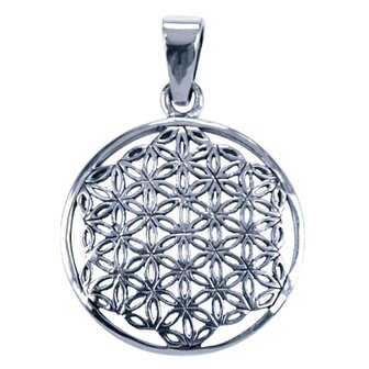 Zilveren Flower of life 23mm ketting hanger