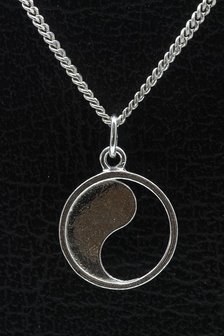 Zilveren Yin Yang halfopen ketting hanger