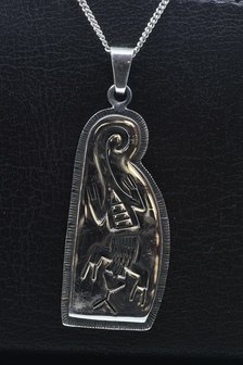 Zilveren Indiaan Hagedis vrije vorm 3 hopi style ketting hanger