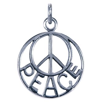 Zilveren Vredesteken peace ketting hanger