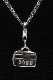 Zilveren Aktentas &quot;Boss&quot; hanger en/of bedel