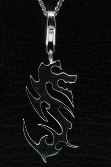 Zilveren Draak abstract hanger &eacute;n bedel