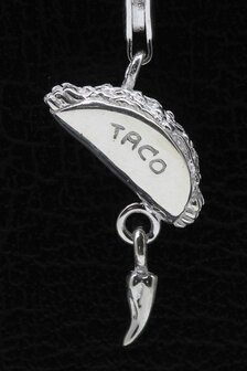 Zilveren Taco hanger &eacute;n bedel