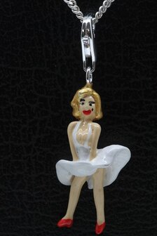 Zilveren Marilyn Monroe hanger &eacute;n bedel