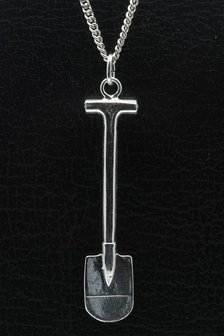 Zilveren Schep spade groot ketting hanger