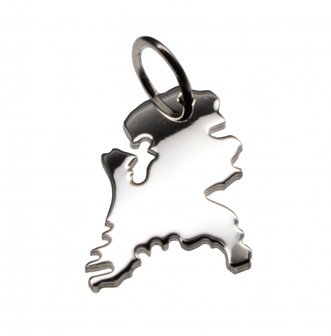 Zilveren Landkaart Nederland ketting hanger