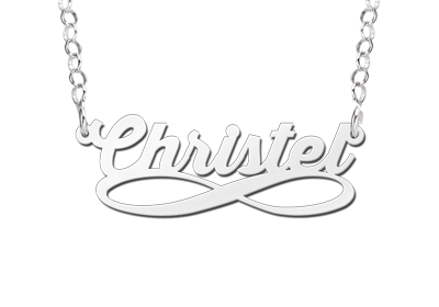 Zilveren Naamketting &quot;Christel&quot; met Infinity