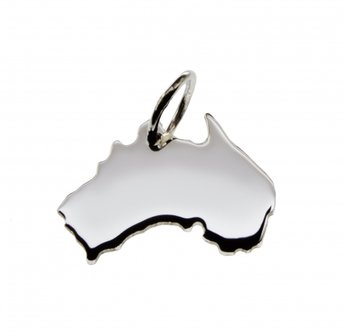 Zilveren Landkaart Australi&euml; ketting hanger