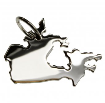 Zilveren Landkaart Canada ketting hanger