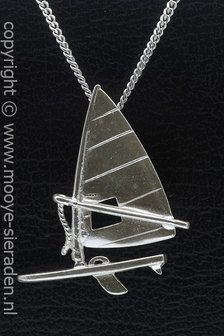 Zilveren Surfplank XL ketting hanger