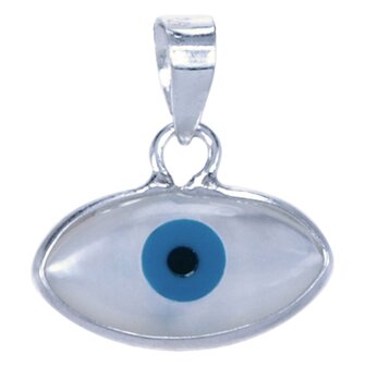 Zilveren Het Oog ovaal ketting hanger