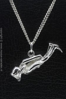 Zilveren Duiker Cousteau ketting hanger