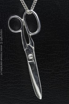 Zilveren Schaar XL ketting hanger