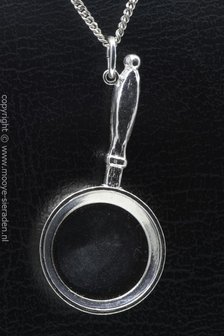 Zilveren Koekenpan XL ketting hanger