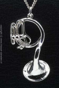 Zilveren Sousafoon-tuba-ringbas ketting hanger