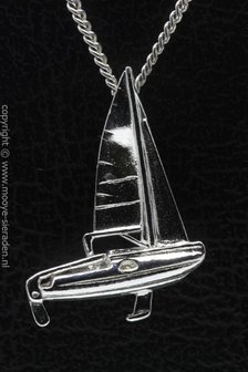 Zilveren Zeilboot ketting hanger