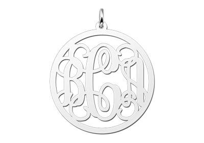 Zilveren Monogram 1 tot 3 Letters ketting hanger - groot