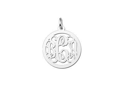 Zilveren Monogram 1 tot 3 Letters ketting hanger - klein