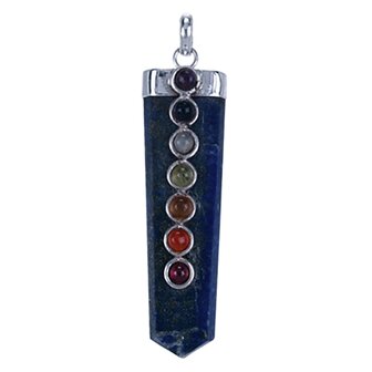 Zilveren Chakra op lapis ketting hanger