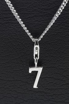 Zilveren Cijfer 7 getal zeven hanger &eacute;n bedel