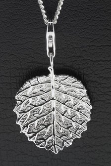 Zilveren Hazelnoot blad hanger en bedel