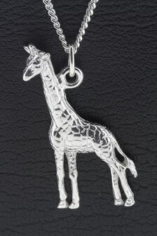 Zilveren Giraf ketting hanger - groot